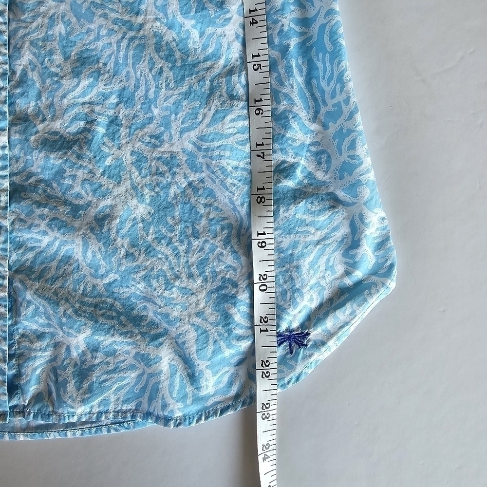 TALBOTS Coastal Coral Reef Button Down Shirt Blue White Size S - Picture 5 of 15